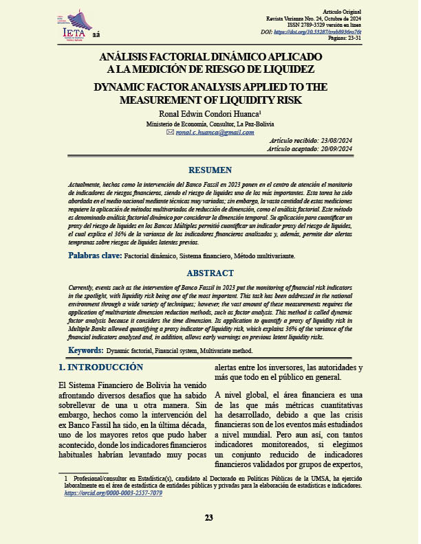 Análisis factorial dinámico aplicado a la medición de riesgo de liquidez