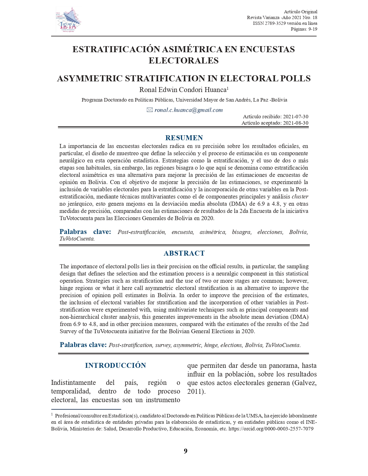 STRATIFICACIÓN ASIMÉTRICA EN ENCUESTAS  ELECTORALES
