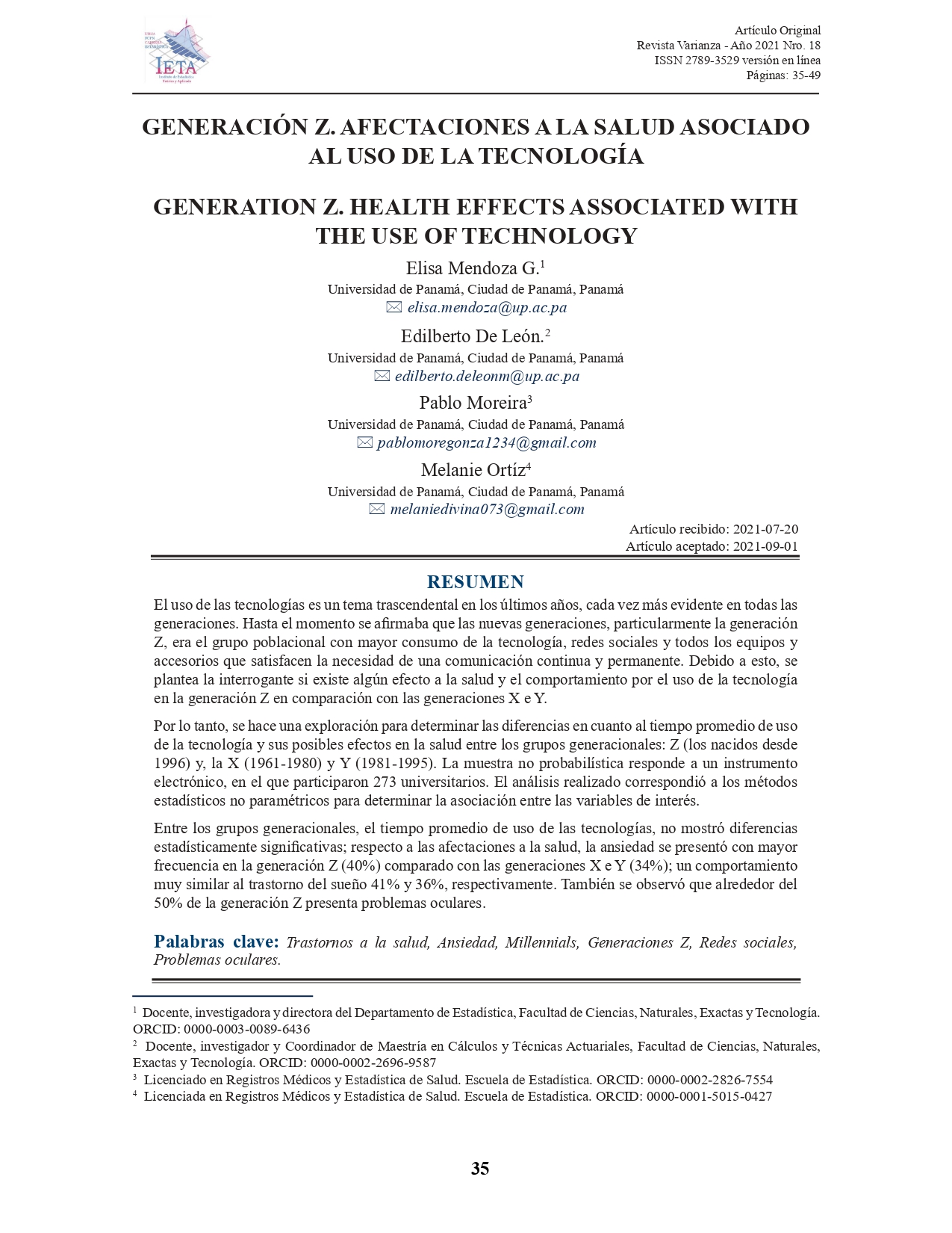 GENERACIÓN Z. AFECTACIONES A LA SALUD ASOCIADO AL  USO DE LA TECNOLOGÍA