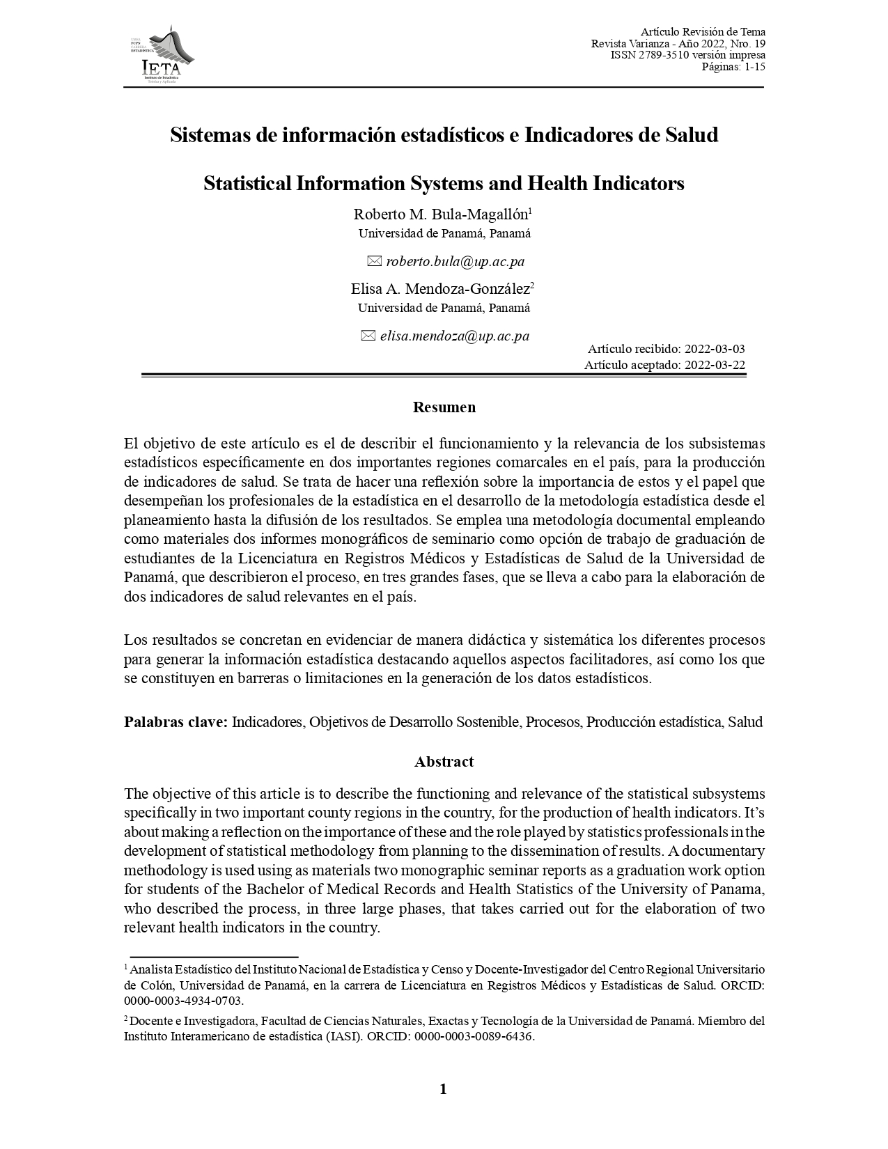 Sistemas de información estadísticos e Indicadores de Salud